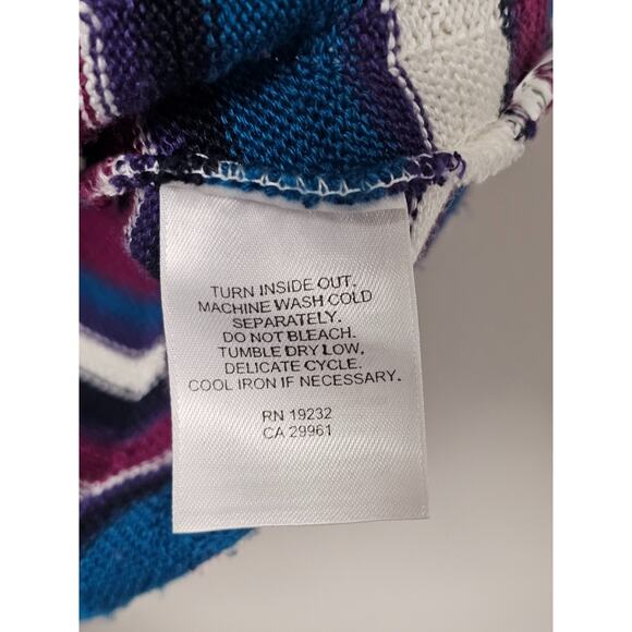 Vtg Crochet Chevron Striped Top Sz Med Womens Short Sleeve Grandmacore Scalloped - Picture 4 of 6